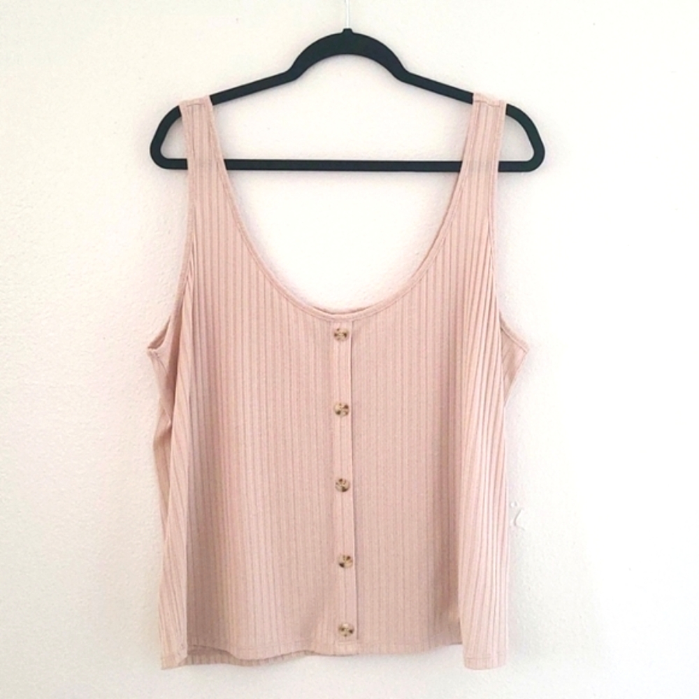 H&M Plus Size Ribbed Boho Festival Scandi Aesthetic Tank Top Neutral Size 2XL